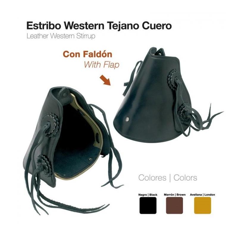  Estribo Western Tejano Cuero Con Faldón